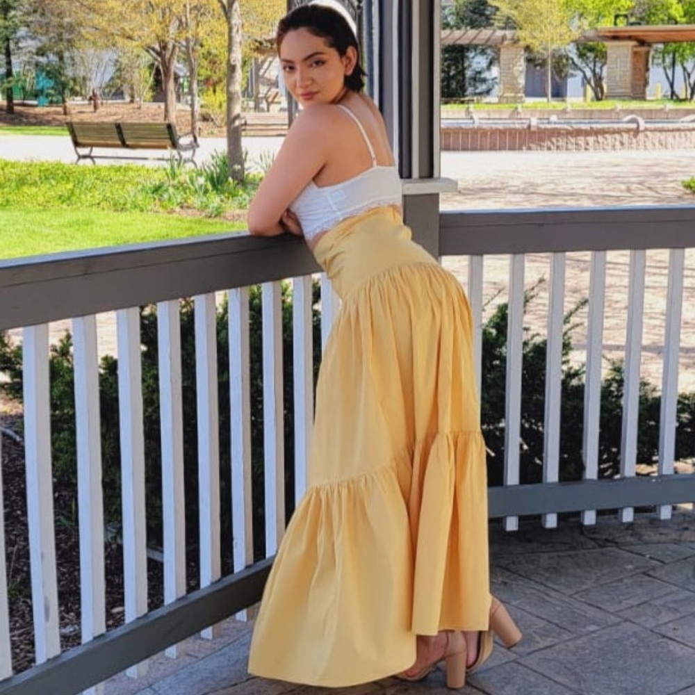 WOMEN’S YELLOW MAXI SKIRT - Picture 6 of 7
